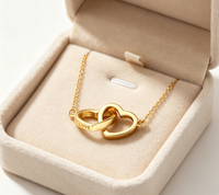 Collier personnalisé avec gravure de double cœur pour femmes, en acier inoxydable plaqué or, bijoux de mode, colliers avec gravure de cœur