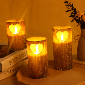 Flamme 3D clignotante <span class=keywords><strong>LED</strong></span> <span class=keywords><strong>bougie</strong></span> à piles conception d'écorce de <span class=keywords><strong>sapin</strong></span> artificiel <span class=keywords><strong>pour</strong></span> la décoration de la maison en plastique - Product Image 2