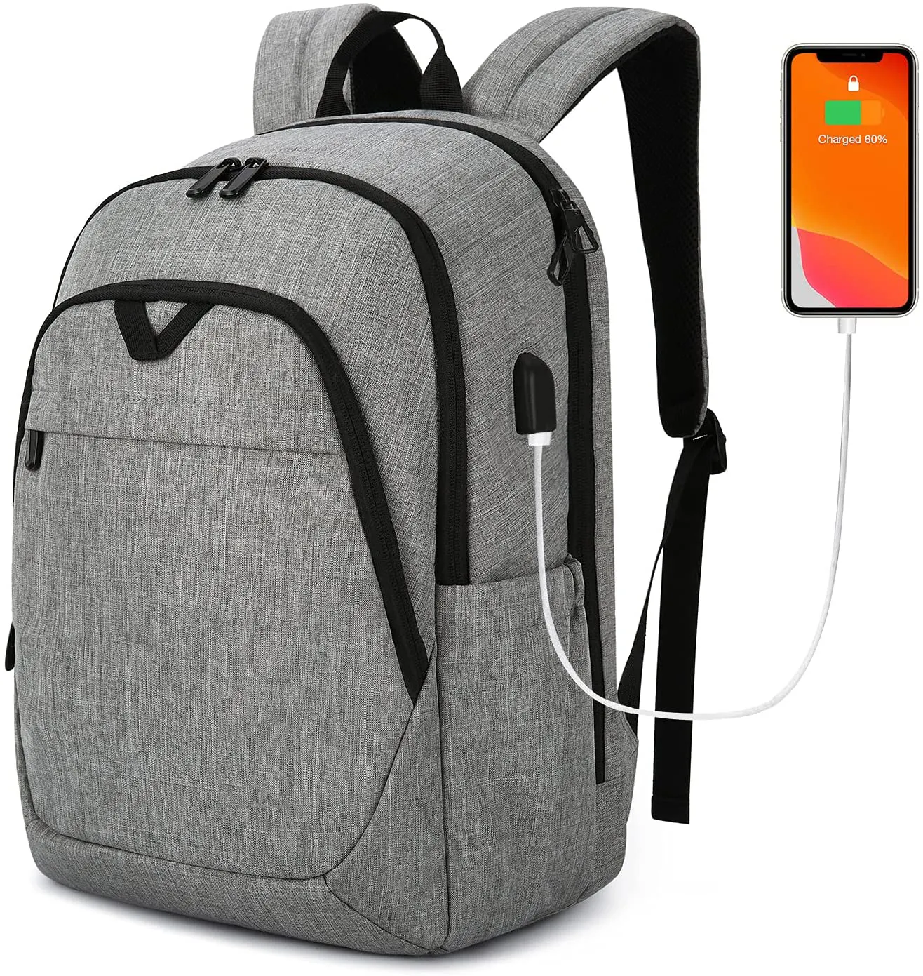 Mochilas masculinas, bolsa de viagem para faculdade, 15.6, laptop, com porta de carregamento usb