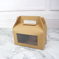 Boîte cadeau en papier kraft biodégradable écologique portable avec fenêtre transparente, boîte rigide pour gâteau, biscuit, dessert, savon artisanal