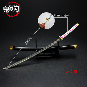 Miễn phí Mẫu Mini 26cm kim loại amine Quỷ Slayer thanh kiếm Keychain đồ chơi Katana đồ trang trí kim loại - Product Image 6