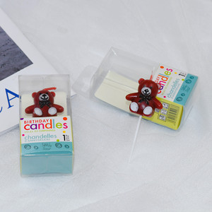 Teddy Bear Candle <b>Cake</b> Decorations Red Paraffin Birthday Party Supplies Handmade - Product Image 2