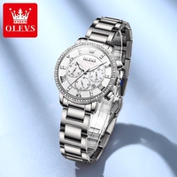 OLEVS 9976 Mignonne montre à quartz femme Offre Spéciale Bracelet en acier inoxydable étanche Chronographe Simple Montre-bracelet décontractée