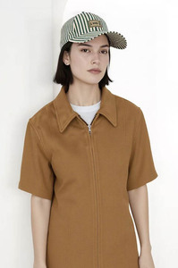 Thời trang sọc Mũ bóng chày cho mùa xuân mùa hè màu xanh lá cây trắng 50% polyester 50% Bông hat - Product Image 3