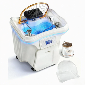 Bassin de lavage portable pour spa capillaire avec circulation d'eau et vapeur, équipement de luxe pour salon de coiffure - Product Image 1