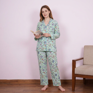 Ensemble pyjama de demoiselle d'honneur en fibre de bambou indienne, ultra doux, en satin, vêtements de nuit pour femmes, élégant, respirant, manches longues, printemps - Product Image 1