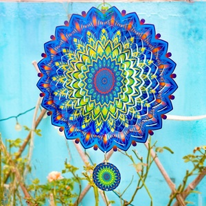 Molino de Viento Cinético 3D Mandala de 12 Pulgadas Personalizado OEM, Atrapasueños de Cristal Colgante 3D de Metal para Adornos de Jardín - Product Image 6