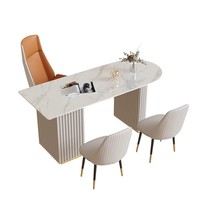 Mobilier de maison de luxe Table de bureau Ordinateur moderne Salon d'écriture Réception Table de travail blanche avec dessus en marbre