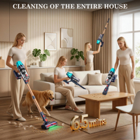 Aspirateur sans fil portatif haute efficacité Eu Stocks 650W 55kpa avec batterie amovible offrant jusqu'à 55 minutes d'autonomie