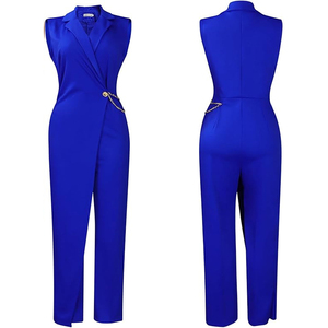 Tute estive di nuovo Design personalizzato per <span class=keywords><strong>donna</strong></span> elegante colletto in vita catena ampia gamba larga <span class=keywords><strong>tuta</strong></span> intera per <span class=keywords><strong>donna</strong></span> - Product Image 5