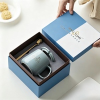 Boîte cadeau en carton écologique rigide personnalisée avec base pour couvercle de tasse, emballage en papier, éponge, logo personnalisé imprimé, surface mate lisse