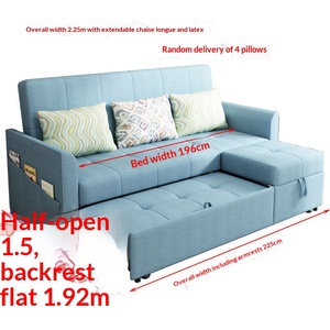 Minimalist Fabric Foldable Sofa <b>Bed</b> Pull Out Dual Purpose Multifunctional Couch For Small Household Living Room Bedroom - Product Image 4