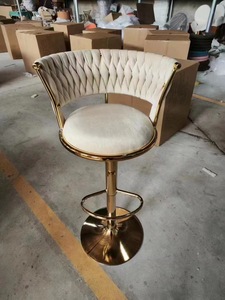 Taburetes de Bar Giratorios Modernos de Lujo Nórdico, de Plástico, Cuero y Terciopelo, con Estructura Metálica, Taburetes Altos <span class=keywords><strong>para</strong></span> Barra de Cocina y Comedor - Product Image 2
