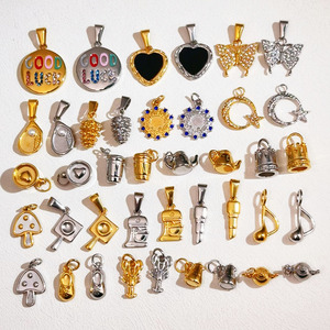 Grosir DIY baja nirkarat <span class=keywords><strong>Lobster</strong></span> penyu laut liontin 18k PVD berlapis emas dasi kupu-kupu Pasta jimat untuk Kalung Gelang