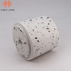 Cilindro vaso cilindrico in terrazzo <span class=keywords><strong>bianco</strong></span> con pietre colorate <span class=keywords><strong>vasi</strong></span> per fioriere in <span class=keywords><strong>cemento</strong></span> con base in <span class=keywords><strong>cemento</strong></span> per interni - Product Image 5