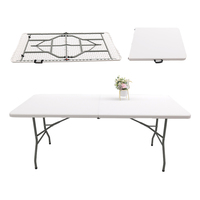 Ensemble table et chaises de jardin rectangulaires portables en plastique blanc de 1,80 m, légers, modernes, pliables, imperméables, pour hôtel