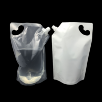 Pochette souple transparente blanche biodégradable de qualité alimentaire avec bec verseur, refermable, pour emballage liquide, vente en gros