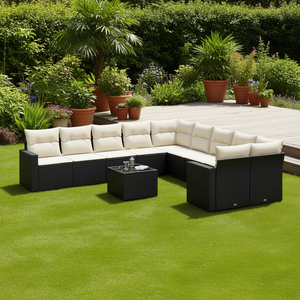 Modular Black PE Rattan Garden <b>Sofa</b> <b>Set</b> With Cushions Outdoor Furniture Contemporary Design - Product Image 2