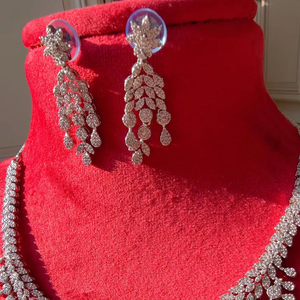 925 <b>Silver</b> Royal Bridal <b>Choker</b> Set Multi Shape Moissanite Double Strand Necklace Earring Handmade Wedding Party Jewelry - Product Image 2