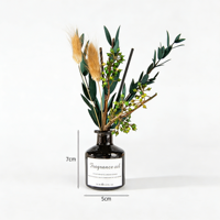 Ensemble d'huiles essentielles de luxe pour la maison, la salle de bain, le bureau, diffuseur de parfum en verre avec bâtonnets et fleurs séchées