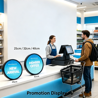 Nouveaux articles en stock d'usine, enseignes LED rondes de 25 mm, 32 mm, 40 mm, 60 mm, enseignes numériques pour magasins de cosmétiques, signalisation LED publicitaire, mini écran LED