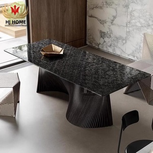 HJ HOME High Quality Rectangular Art Solid Wood Dining Table Restaurant Marble Table Customized Luxury Table for 6 8 People - Product Image 4