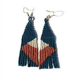 Multicolor Shan India Bohemian/Bohemia Style Glass Seed Beads Dangle <b>Earrings</b> Tassel Fringe Handmade Lead/Cadmium Free Women's - Product Image 5