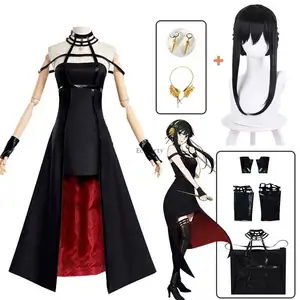 Anime Spy X Family Yor Forger Costume Cosplay parrucca vestito vestito nero rosso gonna Set Yor Briar orecchino capelli lunghi vestiti delle donne partito