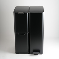 Poubelle à 3 compartiments de 60 L (16 gallons) avec couvercle à fermeture douce et seaux intérieurs amovibles pour la cuisine, le bureau