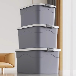 Caja de almacenamiento de plástico rectangular de gran capacidad con ruedas para ropa, libros, juguetes, organizador para el hogar, ecológico - Product Image 4