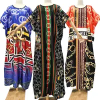 Bán Buôn Thiết Kế Thương Hiệu Casual Luxury Stain Lụa Kaftan Không Tay Dresses Quần Áo Hồi Giáo Châu Phi