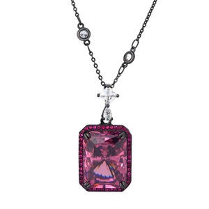 Classic Anti-tarnish Eco-friendly Copper <b>Black</b> Gold Plated Jewelry Retro 15*20mm Cubic Zirconia Pendant Necklace for Women - Product Image 1