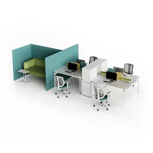 आधुनिक डिजाइन फर्नीचर मॉड्यूलर कंप्यूटर डेस्क 2 इन 1 वर्कस्टेशन डेस्क दराज कार्यालय डेस्क के साथ