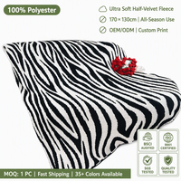 Plaid Zèbre Noir et Blanc Demi-Velours 170x130cm Impression Personnalisée Audacieuse Toutes Saisons Doux et Chaud pour Canapé Maison Vente en Gros Personnalisée