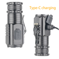 Mini lampe torche LED super lumineuse, portable, rechargeable par USB, à intensité réglable, lumière puissante, corps en alliage d'aluminium, avec clip pour extérieur