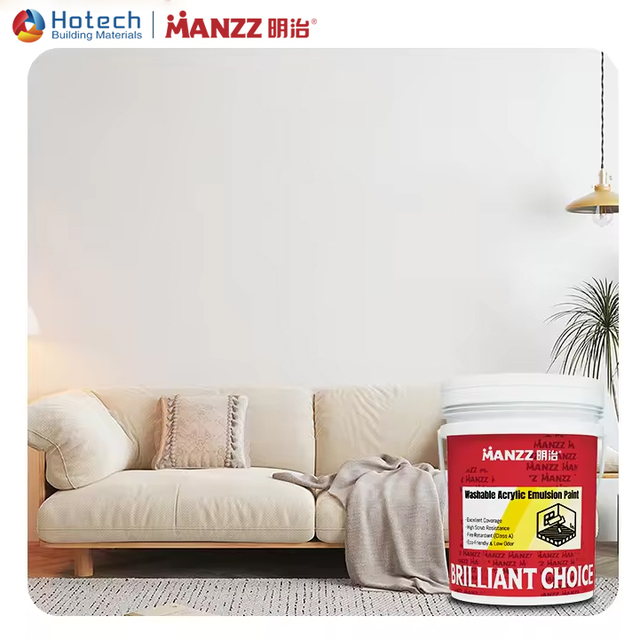 MANZZ Emulsion Paint Washable Low Odor Acrylic Wall Paint High Coverage Interior Acrylic Latex Paint for Residential Interiors