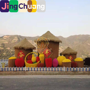 Escultura Artificial Verde del Año del Conejo, Modelado de Paisaje, Escultura de <span class=keywords><strong>Animales</strong></span> y Plantas, Tallado Verde, Escultura de Hierba Verde de Cinco Colores - Product Image 3