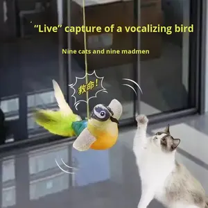 <span class=keywords><strong>Jouet</strong></span> pour <span class=keywords><strong>chat</strong></span> : Accessoire d'auto-entretenissement, simulation d'oiseau couinant, baguette de <span class=keywords><strong>chat</strong></span> à plumes élastiques à suspendre à la porte, instrument vétérinaire - Product Image 3