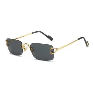 लक्जरी रिम्लेस विंटेज धूप का चश्मा सादे डिजाइन लेंस वर्ग रंग पुरुषों के लिए क्यूवी 400