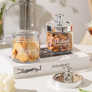 Venta caliente botella de almacenamiento de oso de lujo tarro de almacenamiento de vidrio de lujo ligero para el hogar para cereales gruesos de frutas secas y almacenamiento de alimentos - Product Image 2