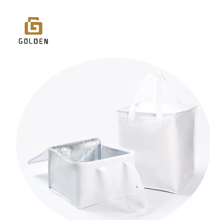 Altın yalıtımlı bakkal alışveriş Tote kullanımlık küçük soğutucu çanta insülin soğutucu çanta ucuz soğutucu çanta