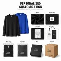 T-shirt à manches longues en coton et polyester 180 GSM avec logo personnalisé, unisexe, col rond, sweat-shirt uni, vente en gros, OEM, ODM