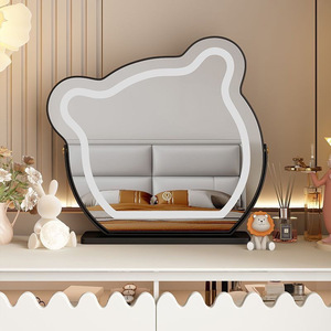 Espejo de maquillaje giratorio montado en Escritorio de osito famoso en Internet, espejo de mesa de tocador de iluminación de lujo - Product Image 4