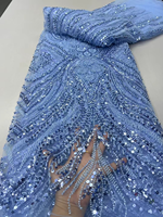 NI.AI Nouveau style Tissu en dentelle à sequins géométriques brodés, entièrement recouvert de sequins, tissu en dentelle perlée courte avec sequins