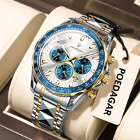 Montre pour homme Poedagar 815, luxe, chronographe, acier inoxydable, lumineuse, étanche, sport, montre à quartz