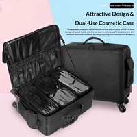 Valise à roulettes professionnelle pour maquilleur(se) et technicien(ne) des ongles, grande capacité, en tissu Oxford, fermeture éclair, style urbain et épuré pour femme