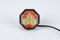 Phares de moto/feux de travail LED en aluminium Yongyou 3 LED 3 lentilles 6500 lumens 12-50V avec flash rouge, bleu, blanc, jaune – Remplacement de phare avant