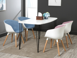 Modern Design Fabric <strong>Covered</strong> Beech Wood Leg <strong>Half</strong> Upholstered Dining <strong>Chair</strong> - Product Image 3