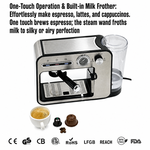 <span class=keywords><strong>Cafetera</strong></span> Eléctrica Semiautomática de Acero Inoxidable de 19 Bares, con Función de Autolimpieza, Compatible con <span class=keywords><strong>Dolce</strong></span> <span class=keywords><strong>Gusto</strong></span> - Product Image 4