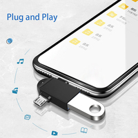 Adaptor 3in1 USB3.0/Type-C/Micro USB Merek CX Grosir, Bahan ABS, Dilengkapi Tali, Portabel untuk Ponsel, Tablet, Flashdisk, Keyboard, Mouse
